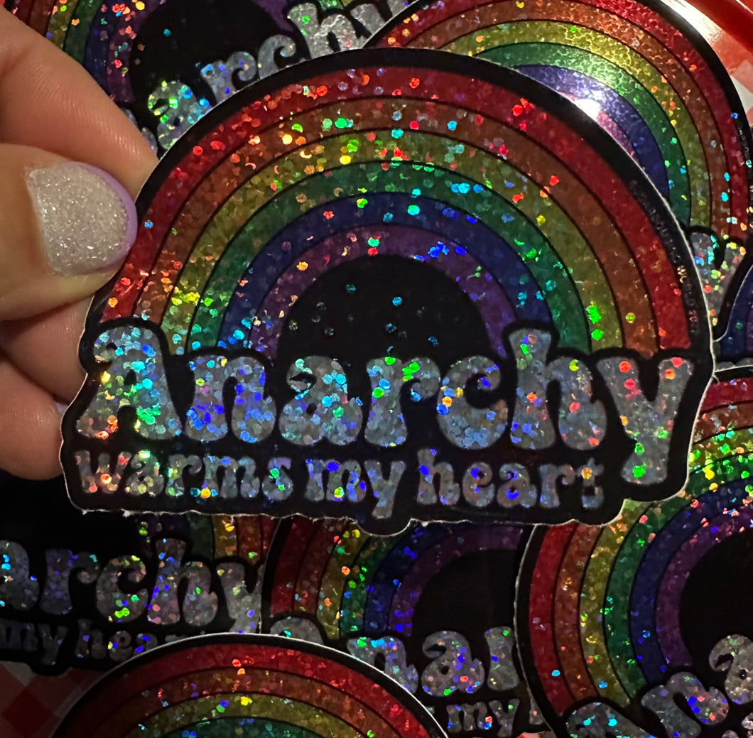 00 Anarchy Warms my heart sticker GLITTER